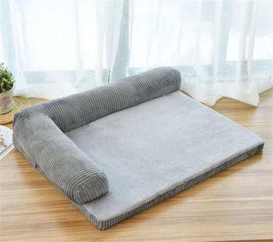 Beruhigendes Sofa-Hundebett mit Cordbezug und stützenden Polstern