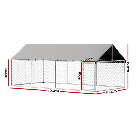 i.Pet Dog Kennel Large House XL Pet Run Cage Puppy Outdoor Enclosure 2Mx4M