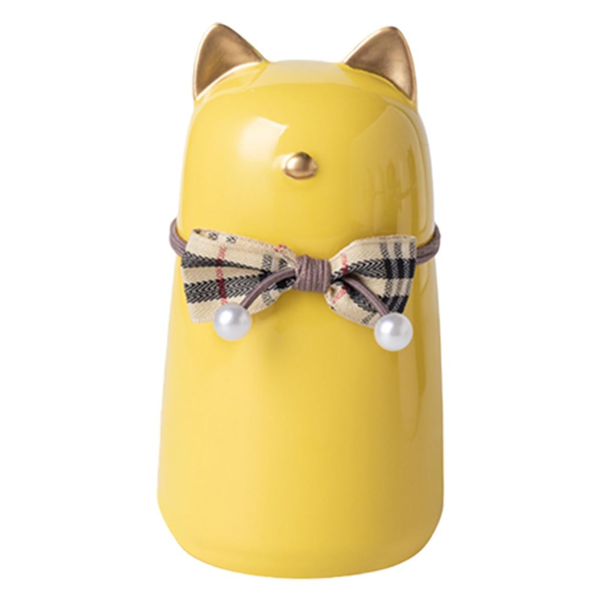 Handcrafted Ceramic Cat Urn for Ashes,Bow Tie Cat Shaped Funeral Memorial Keepsake,Pet Urn for Indoor & Outdoor Use - Pink - Size 25.5*9.5cm
