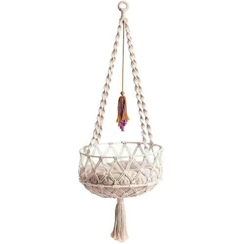 Cat Swing, 49 Inch Hanging Cat Bed with Cotton Mat, Boho Style Hammock with Tassel, Space Saving Hammock Bed for Sleeping, Playing, and Lounging, Hammocks