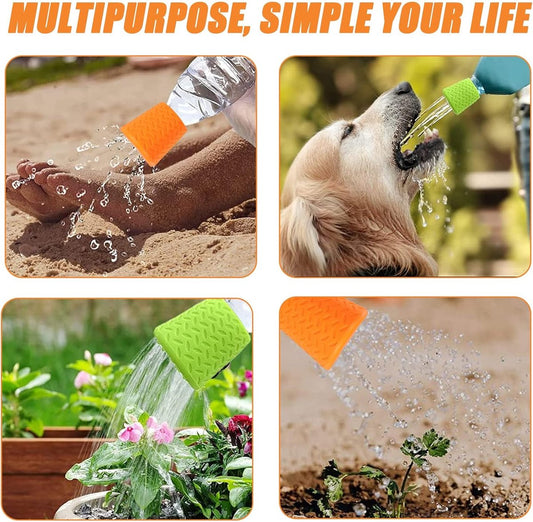 Pet Bathing Tool Outdoor - Dog Shower - Portable Water Bottle Shower Head - Pet Shower Head Attachment - Pet Shower Head Spray - For Portable Dog Shower, Outdoor Walking, Camping, Dirt Removal - Green+Orange - 2 Pieces