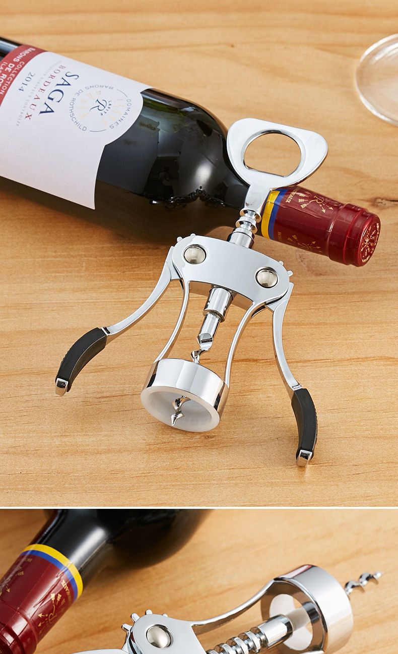 Stainless Steel Corkscrew Wine Opener, Waiters Corkscrew Cork and Beer Cap Bottles Opener Remover, Used in Kitchen Restaurant