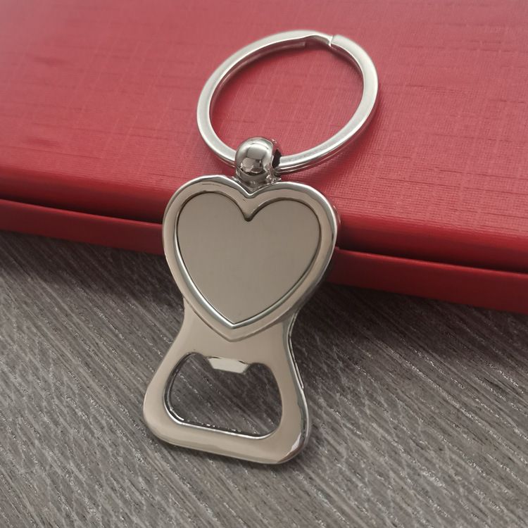 Metal Bottle Opener Portable Heart-Shaped Bottle Opener Sliver Keychain that can also be carried around opener.