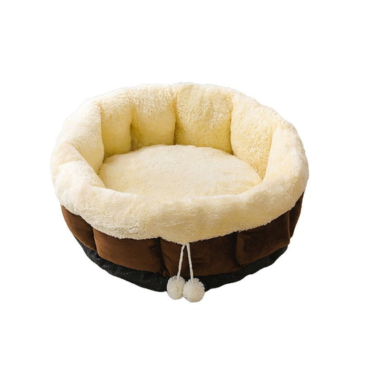 Additional product view: Orthopedic Dog Bed, Round Plush Faux Fur Pet Bed with Non-Slip Bottom, Soothing Support for Small Medium