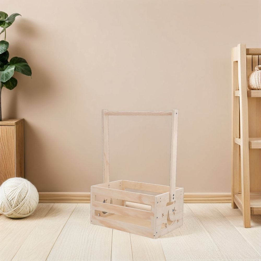 Wooden Dog Closet Organizer with Hanging Rod and Storage Basket for Pet Clothes and Accessories