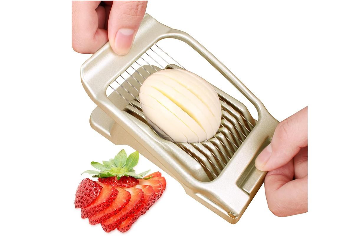 Aluminum Alloy Egg Slicer for Hard Boiled Eggs Strawberry Slicer for Salad-Black
