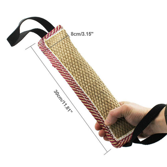 Additional product view: 1PC Natural Coarse Hemp Dog Bite Toy with 2 Handles Dog Training Toy