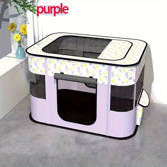 Foldable Pet Playpen for Cats and Small Dogs, Portable Puppy Exercise Cage, Indoor Pet Enclosure with Breathable Mesh, Perfect for Travel, Camping, and Outdoor Use as a Cat Whelping Box or Kitten Play Area (M, Green)