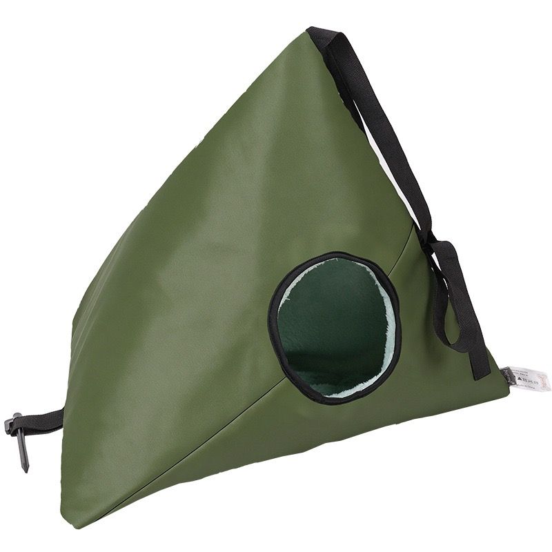 Portable Triangle Cat Cave Tent for Outdoor & Indoor Use – Waterproof, Windproof, Warm Foldable Cat House with Hanging Straps and Ground Stakes, Ideal for Stray Cats Seeking Cozy Shelter (DarkGreen)