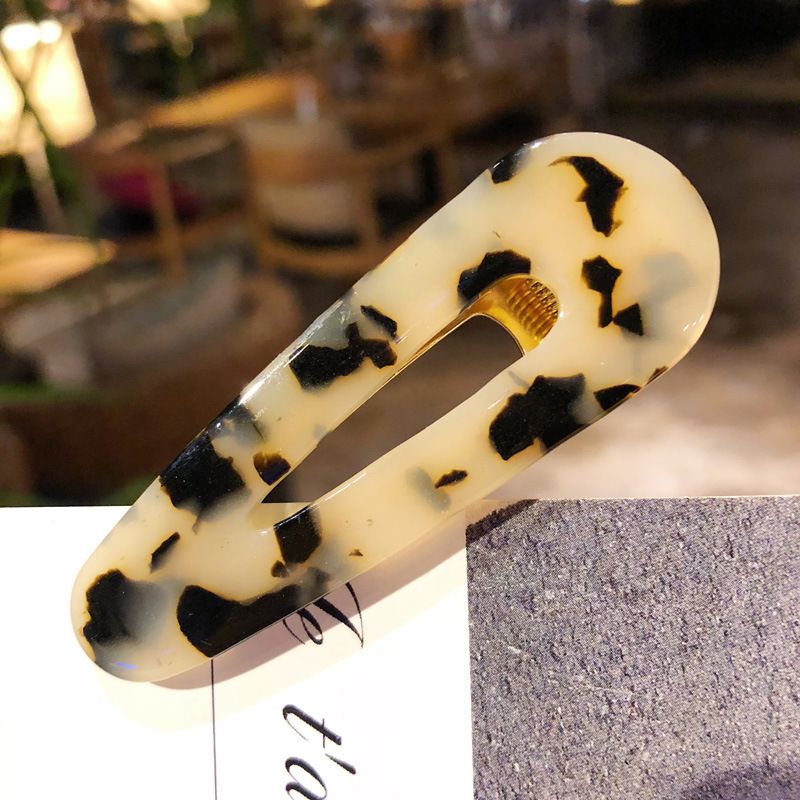 4Pcs Acetate Hair Clip Bangs Clip - Women Resin Marble Pattern Geometric Duckbill Clamps Alligator Hair Clips Hairpins Side Clip