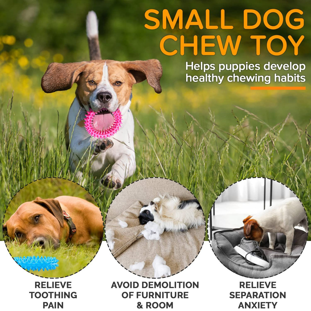3 Pack Puppy Chew Toys for Relieve Itching and Clean Teeth - Dog Toys for Small Dogs, Puppies Dog Toys