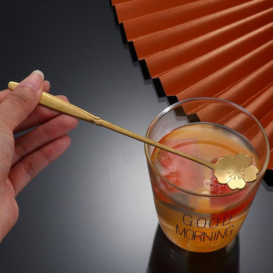 4 Pieces Flower Spoon Coffee Teaspoon 7 Inch Stainless Steel Long Handle Spoon Stir Bar Spoon Stirring Spoon