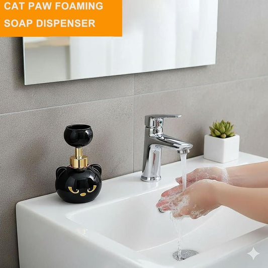 Additional product view: 2pcs Cute Cat Paw Foam Soap Dispenser, Black Foaming Pump Bottle Creates Paw-Shaped Foam, Refillable Hand Soap