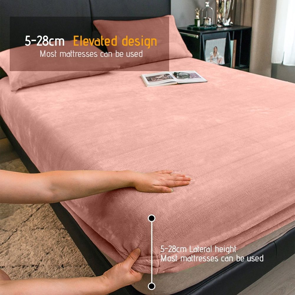 3 Pieces Flannel Sheet Set, Super Soft Cozy Comfy Flannel Bottom, Double Brushed Bed Sheets, One Plush Sheet and 2 Pillowcases, 59x78.74 In
