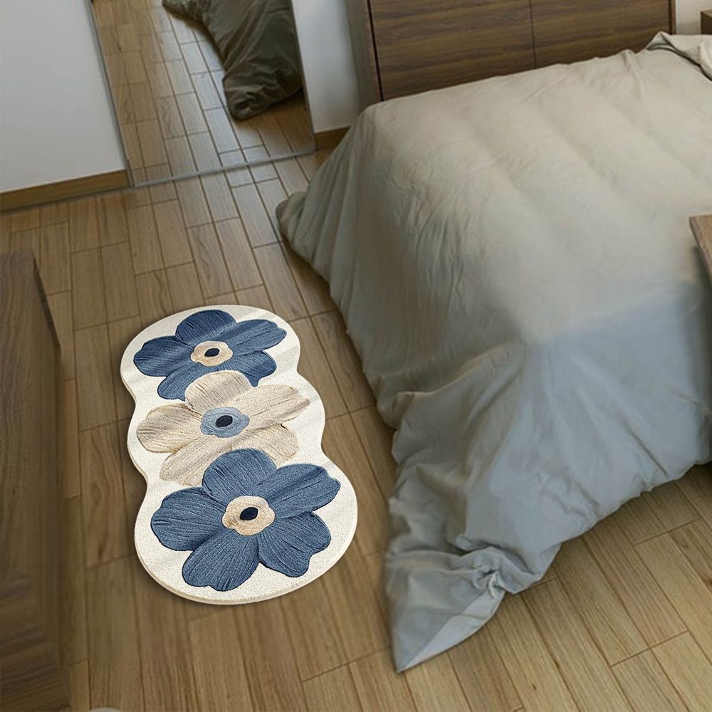 Long Bathroom Runner Rug, Cute Floral Bath Mat, Non-Slip Absorbent Washable, Bedside Decorative Carpet, Soft Plush Fluffy Bath Rug, 15.7'x47.2'