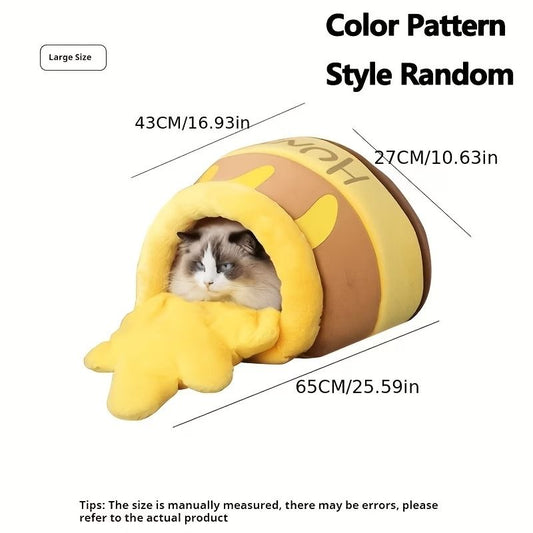 Additional product view: Yellow Honey Pot Enclosed Cat Bed, 65 x 43 x 27 cm