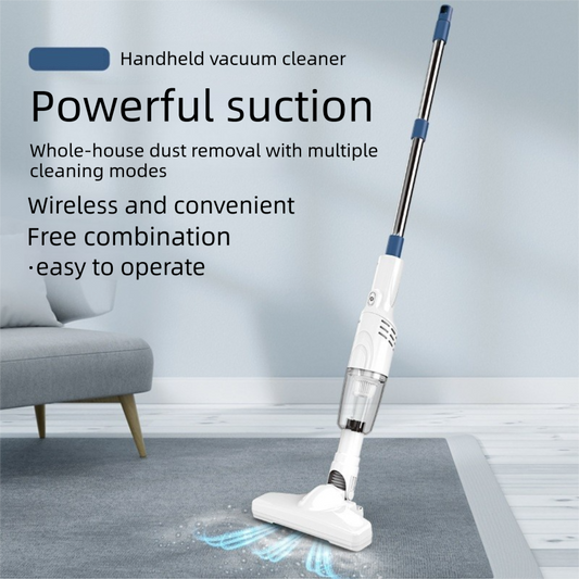White Cordless Handheld Vacuum Cleaner with Extension Wand - Wireless Home, Car and Pet Hair Vacuum, USB Rechargeable Lightweight Dust Mite Cleaner