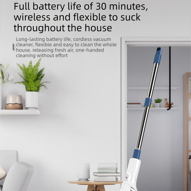 White Cordless Handheld Vacuum Cleaner with Extension Wand - Wireless Home, Car and Pet Hair Vacuum, USB Rechargeable Lightweight Dust Mite Cleaner