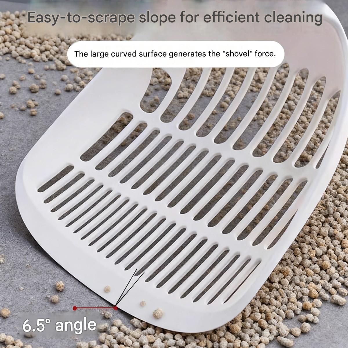 Blue Large-surface cat litter scoop—made of PP material, featuring a fine-mesh design and an ergonomic handle; 28 cm in length. Suitable for tofu litter and clumping litter; an easy-to-clean tool for clearing away pet waste