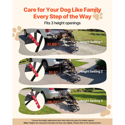 Additional product view: Dog Stairs for Car, 5 Steps Extra Wide Foldable Dog Ramp for Large Dogs with Non-Slip Rug Surface, Portable