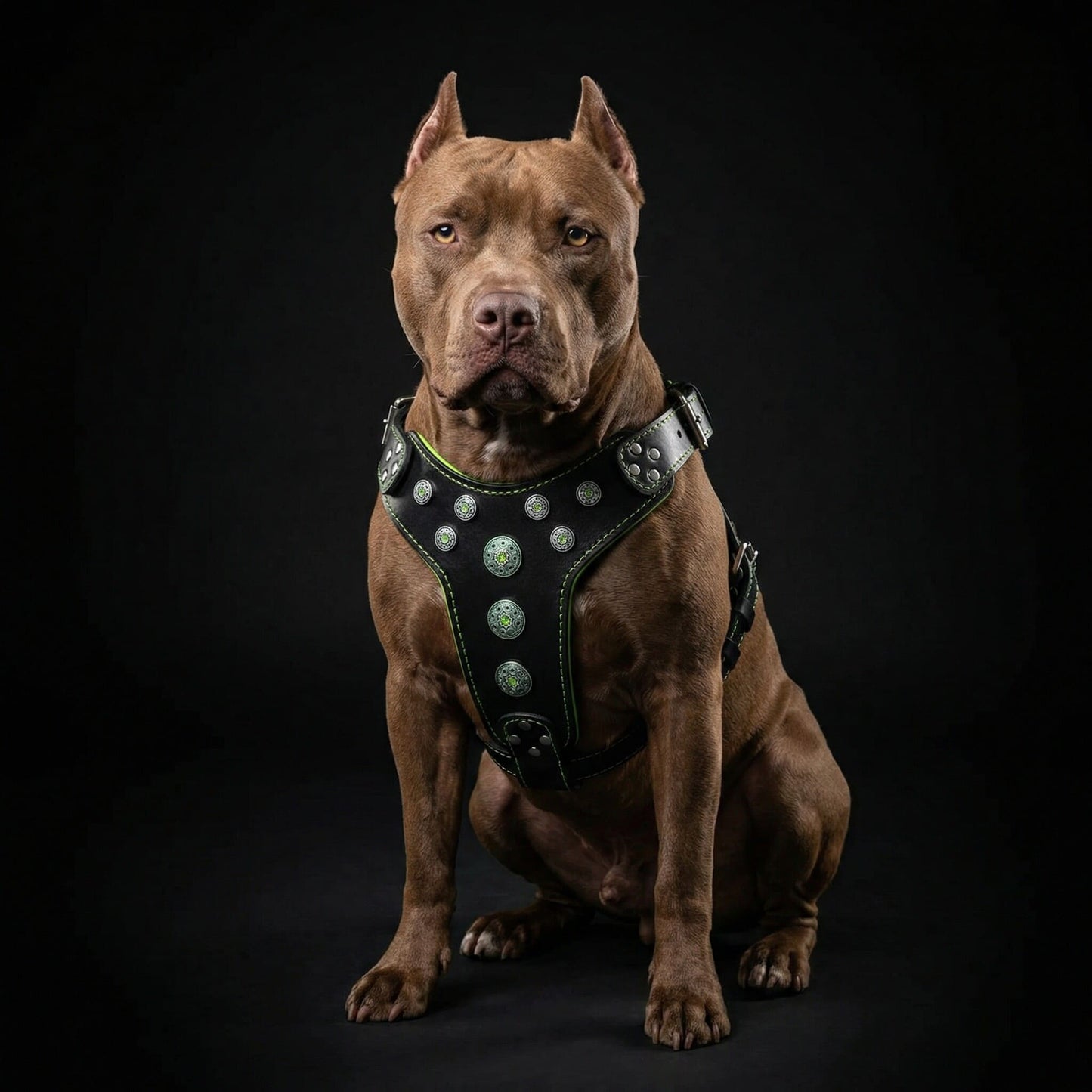 ''Bijou'' harness Black & Green for big dogs-2