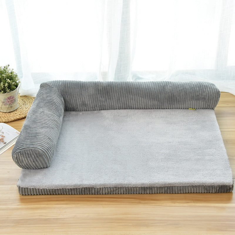 Beruhigendes Sofa-Hundebett mit Cordbezug und stützenden Polstern