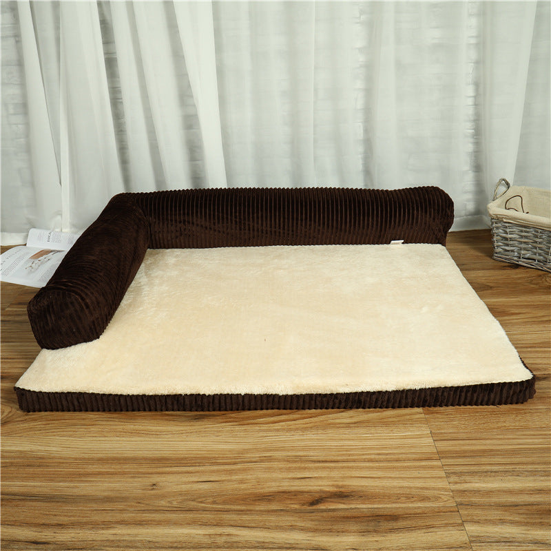 Beruhigendes Sofa-Hundebett mit Cordbezug und stützenden Polstern
