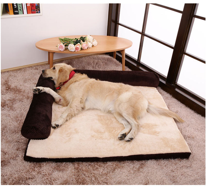 Beruhigendes Sofa-Hundebett mit Cordbezug und stützenden Polstern