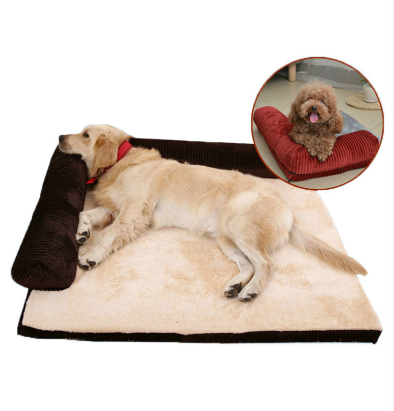 Beruhigendes Sofa-Hundebett mit Cordbezug und stützenden Polstern