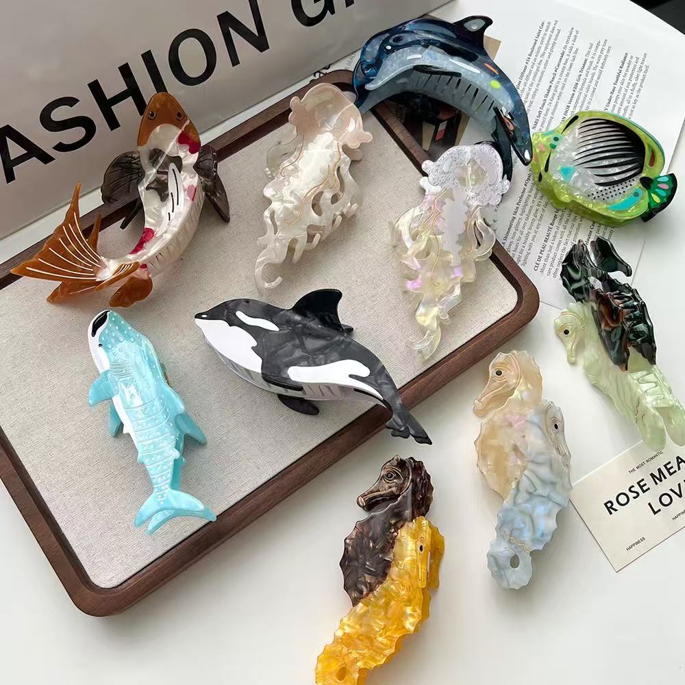PAWSOME PETS NEW YORK Hand-painted OCEAN Claw Hair Clip | Eco-Friendly-0