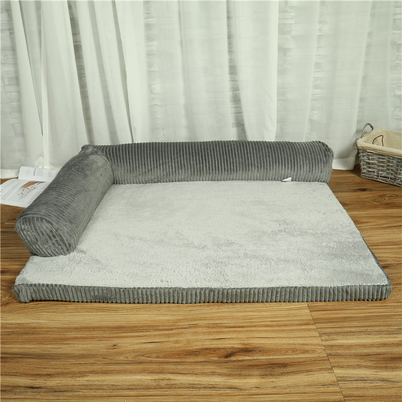 Beruhigendes Sofa-Hundebett mit Cordbezug und stützenden Polstern