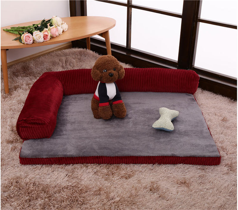 Beruhigendes Sofa-Hundebett mit Cordbezug und stützenden Polstern