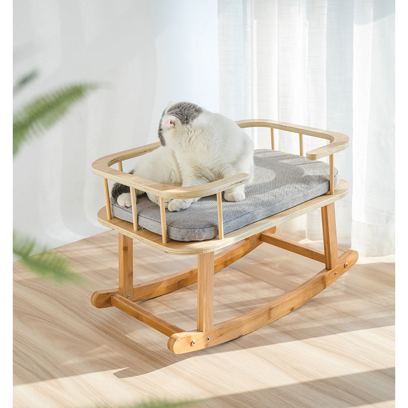 INSTACHEW Rockaby Bambus-Haustierbett mit Kissen für kleine und mittelgroße Haustiere