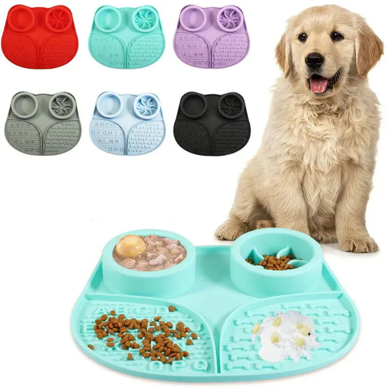4 in 1 Durable Silicone Pet Dog Slow Eating FeederLick Mat Non Slip With Suction
