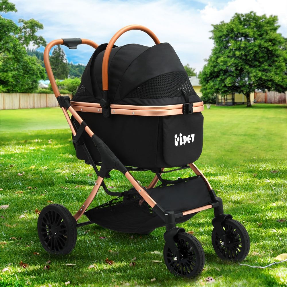 i.Pet Pet Dog Stroller Pram Large Cat Carrier Travel Pushchair Foldable 4 Wheels