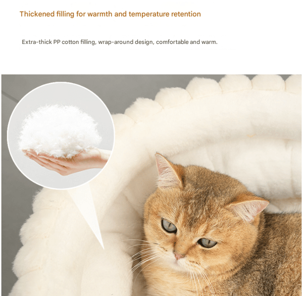 Blush Furry Cat Bed – Ultra-Soft Cozy Lounger for Feline Comfort