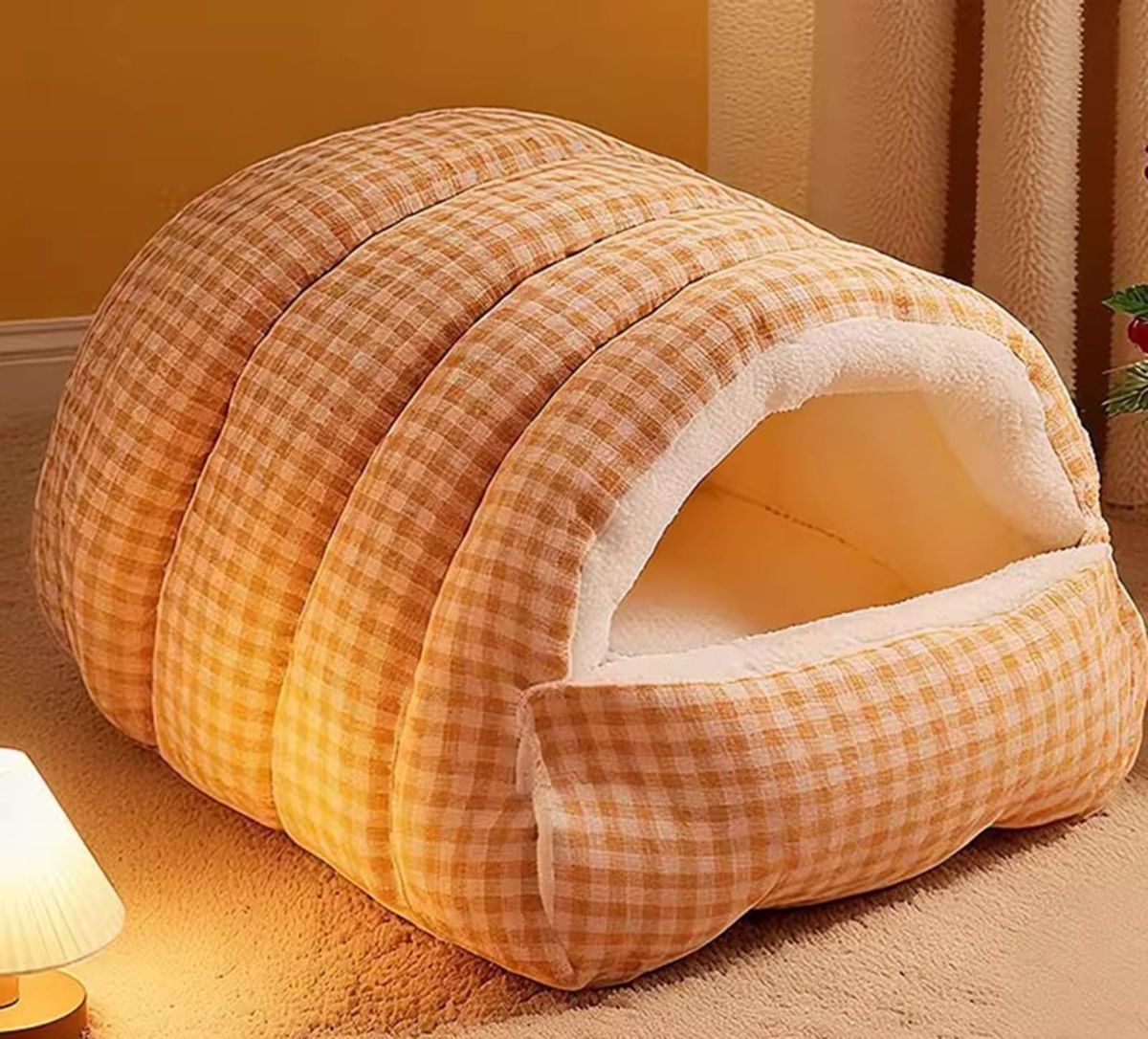 Medium Cat Beds for Indoor Closed/Open Cats Pet Bed Switchable Large Cat Cave for Pet Cat House Safe Cat Small Dog Bed Selfwarming Cat Dog Shelter for Winter - Green