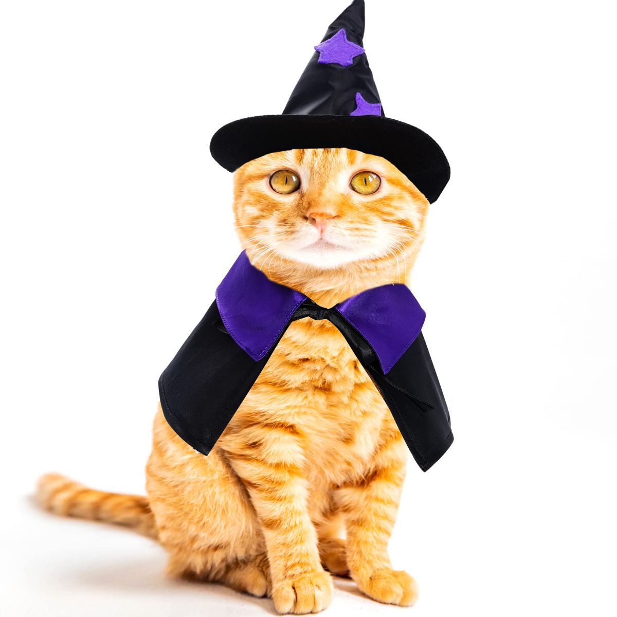 Halloween Pet Costume Cat Wizard Costume Funny Wizard Cat Clothes Cloak and Hat for Small Dogs Outfits