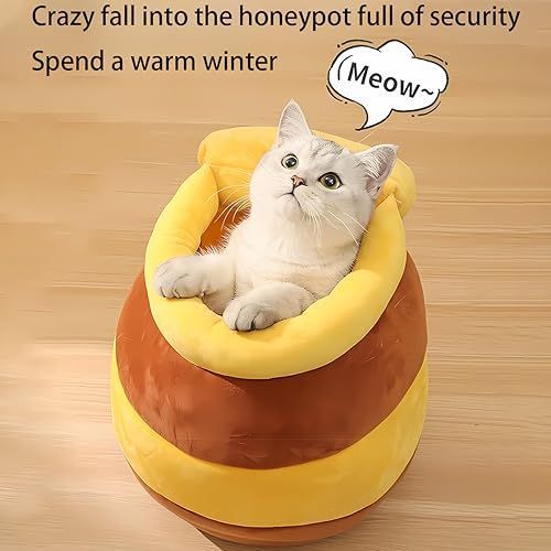 Cozy Honeypot Shaped Cat Bed with Removable Mat - Washable, Super Soft, and Warm Indoor Nest for Kittens and Puppies