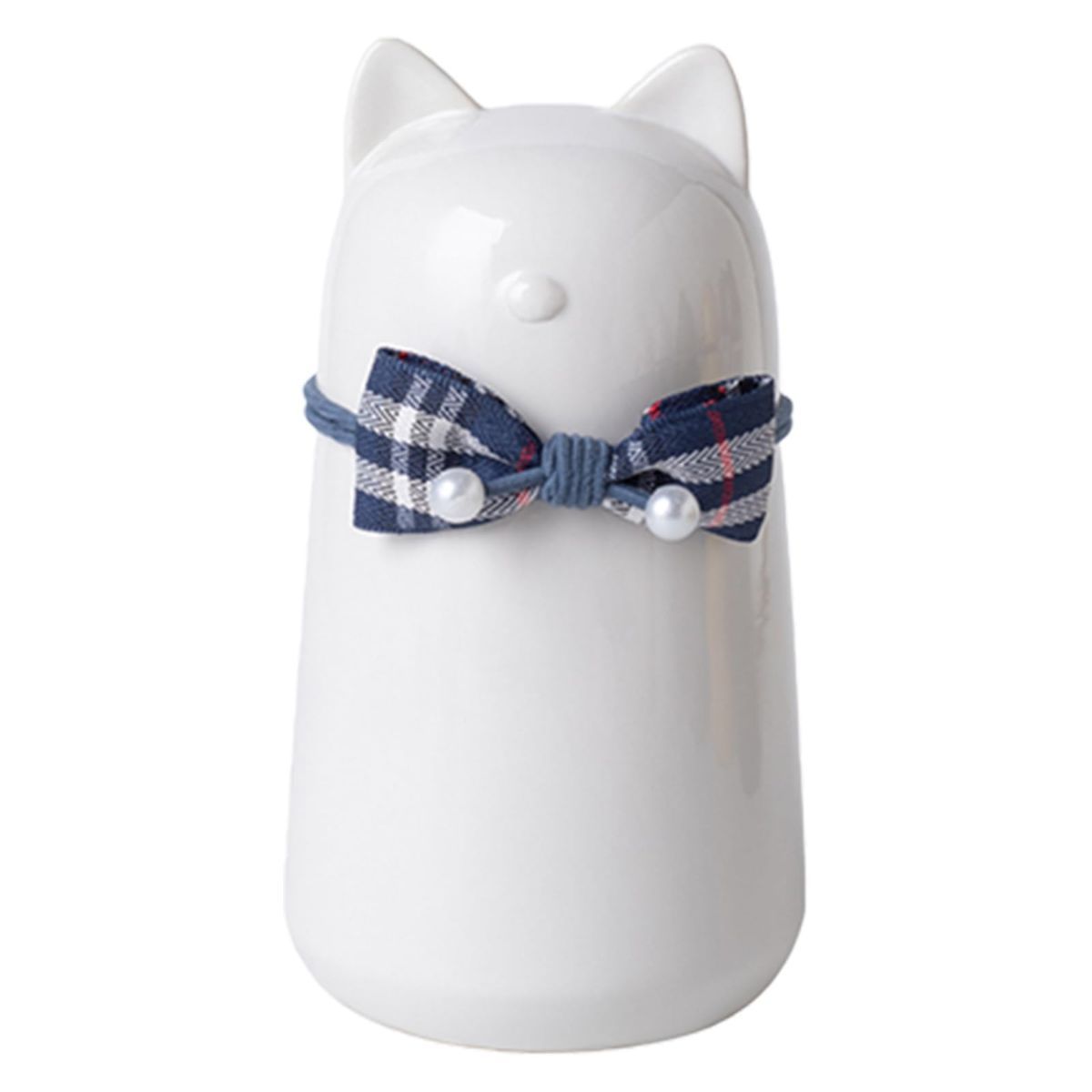 Handcrafted Ceramic Cat Urn for Ashes,Bow Tie Cat Shaped Funeral Memorial Keepsake,Pet Urn for Indoor & Outdoor Use - Black - Size 15*8cm