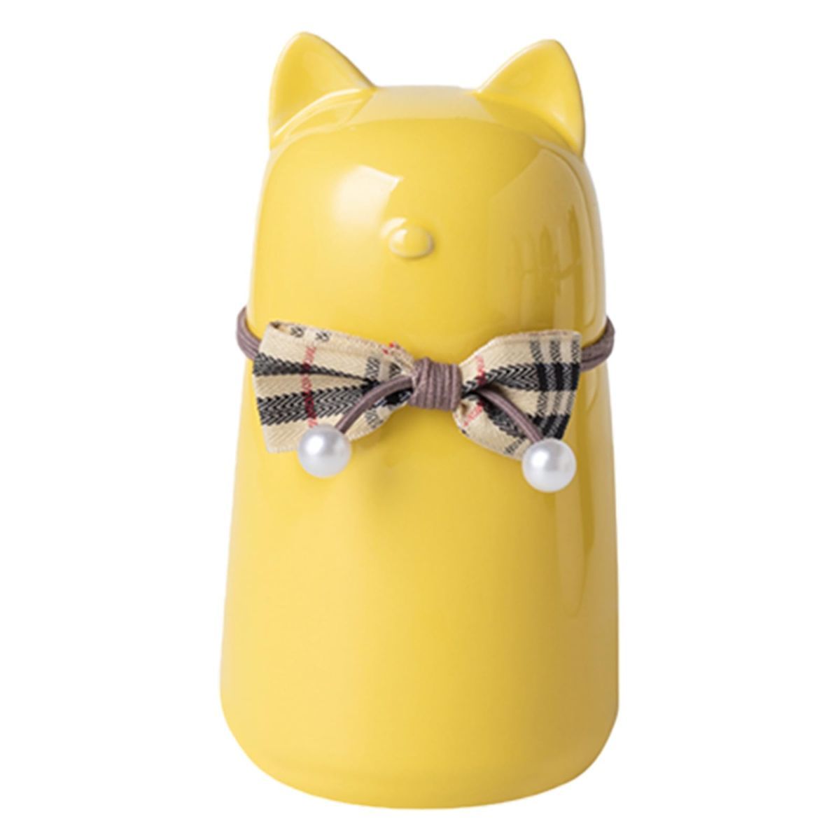 Handcrafted Ceramic Cat Urn for Ashes,Bow Tie Cat Shaped Funeral Memorial Keepsake,Pet Urn for Indoor & Outdoor Use - Pink - Size 15*8cm