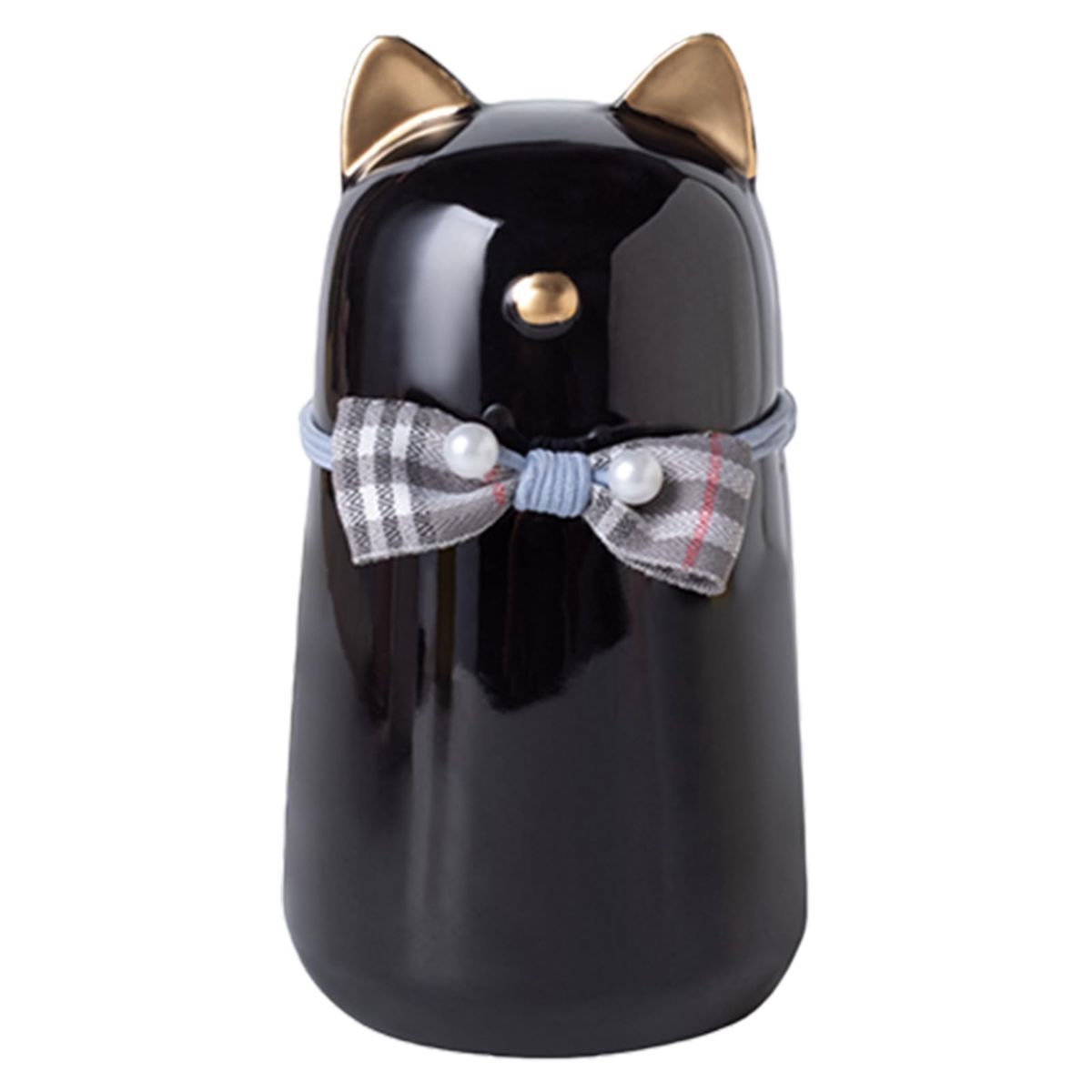 Handcrafted Ceramic Cat Urn for Ashes,Bow Tie Cat Shaped Funeral Memorial Keepsake,Pet Urn for Indoor & Outdoor Use - White - Size 25.5*9.5cm