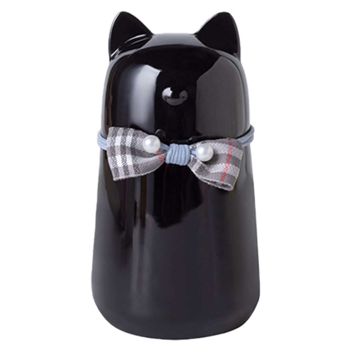 Handcrafted Ceramic Cat Urn for Ashes,Bow Tie Cat Shaped Funeral Memorial Keepsake,Pet Urn for Indoor & Outdoor Use - White - Size 15*8cm