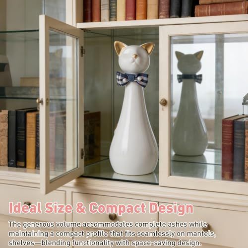 Handcrafted Cat Statue Ceramic Ashes Urn for Cats - Beloved Pet Cremation Memorial Urn, Funeral Memorial Gift - Pink - Size 25.5*9.5cm