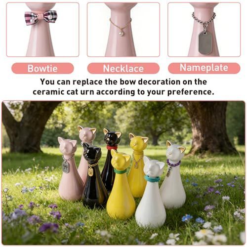 Handcrafted Cat Statue Ceramic Ashes Urn for Cats - Beloved Pet Cremation Memorial Urn, Funeral Memorial Gift - Yellow - Size 25.5*9.5cm