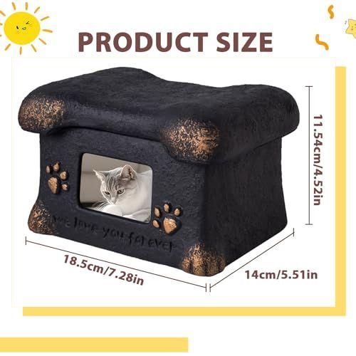 Pet Urn for Dogs and Cats Ashes,Photo Frame Handmade Cremation Urn,Memorial Keepsake for Loss of Pets - Black - Size 18.5*14cm