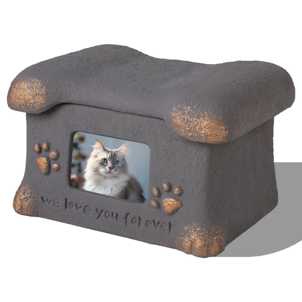 Pet Urn for Dogs and Cats Ashes,Photo Frame Handmade Cremation Urn,Memorial Keepsake for Loss of Pets - Black - Size 18.5*14cm