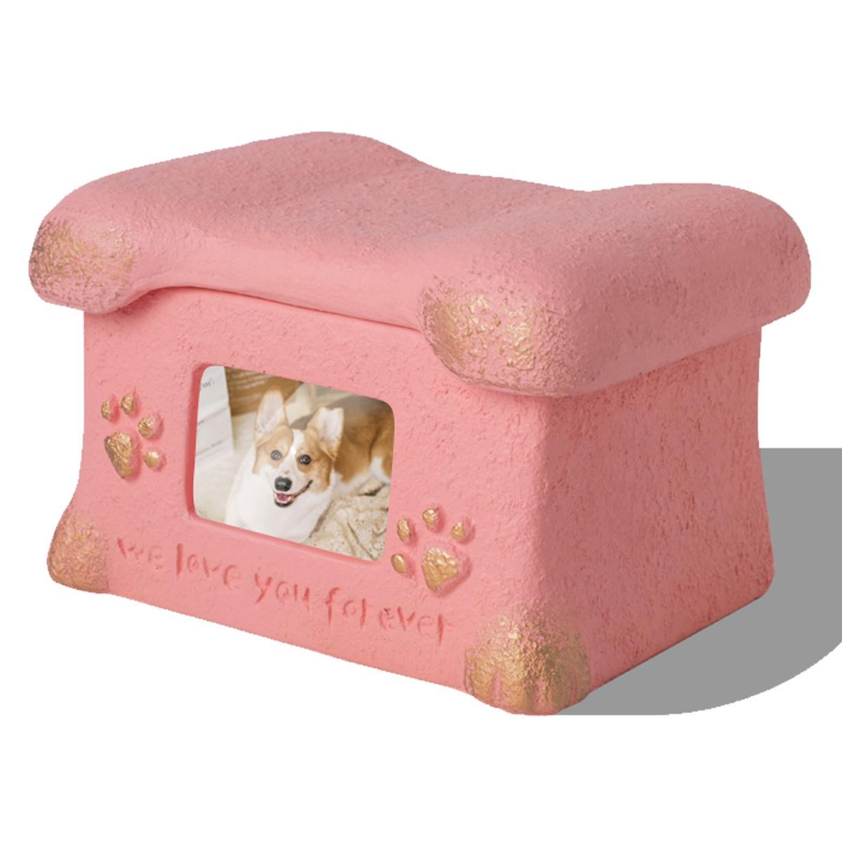 Pet Urn for Dogs and Cats Ashes,Photo Frame Handmade Cremation Urn,Memorial Keepsake for Loss of Pets - White - Size 18.5*14cm