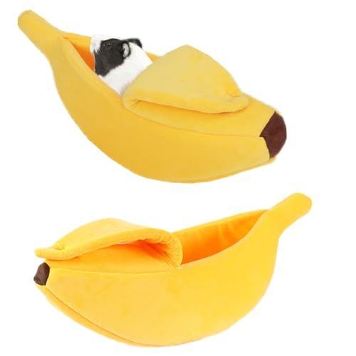 Large Creative Banana Shape pet Bed, Warm and Soft Banana Bed for Hedgehog, Hamster Chinchilla, Guinea Pigs, Ferret,Kitten Puppy - Yellow
