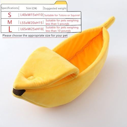 Large Creative Banana Shape pet Bed, Warm and Soft Banana Bed for Hedgehog, Hamster Chinchilla, Guinea Pigs, Ferret,Kitten Puppy - Yellow